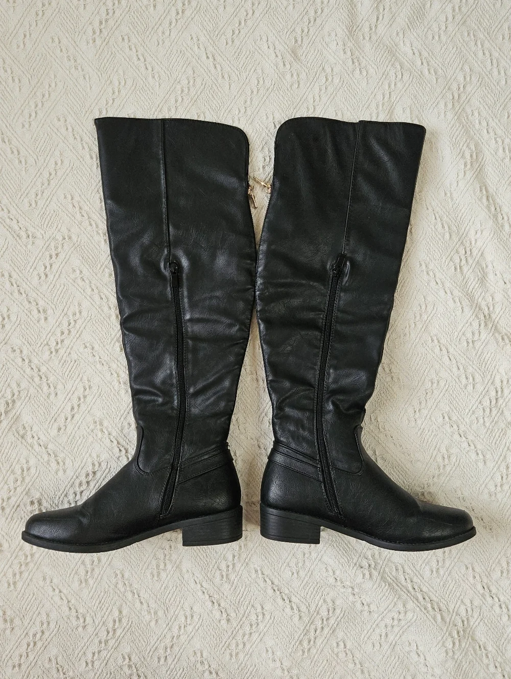 Top Moda Faux Leather Over The Knee Riding Boots Black Western Shoes Size 8 Boho